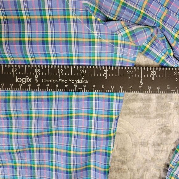 Ralph Lauren Shirt Mens Medium Purple Blue Plaid Button Down Yellow Pony - Picture 8 of 13